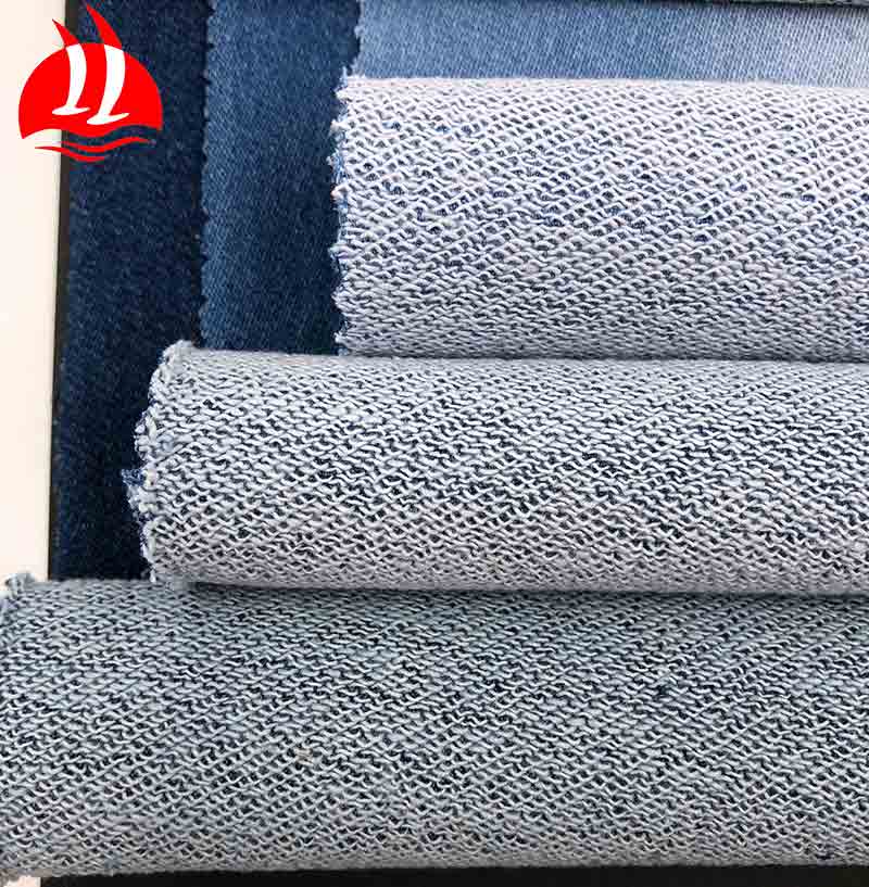 Sale 10.5oz Cotton Polyester Spandex Stretch Washed Denim Fabric For Jeans