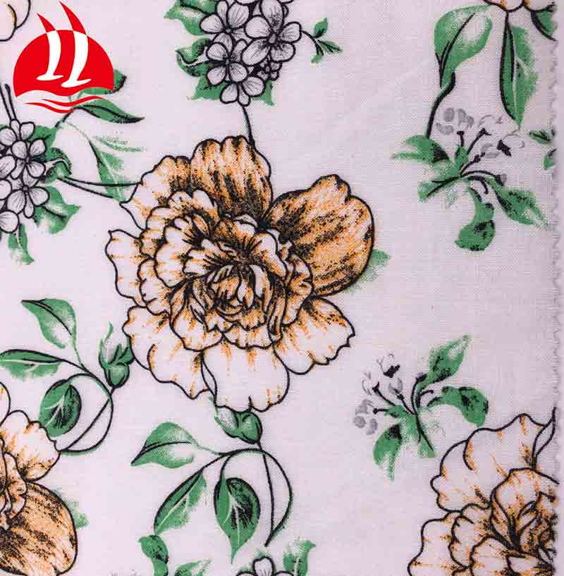 Colorful Pattern Printed 85% Cotton 15% Linen Fabric for clothes
