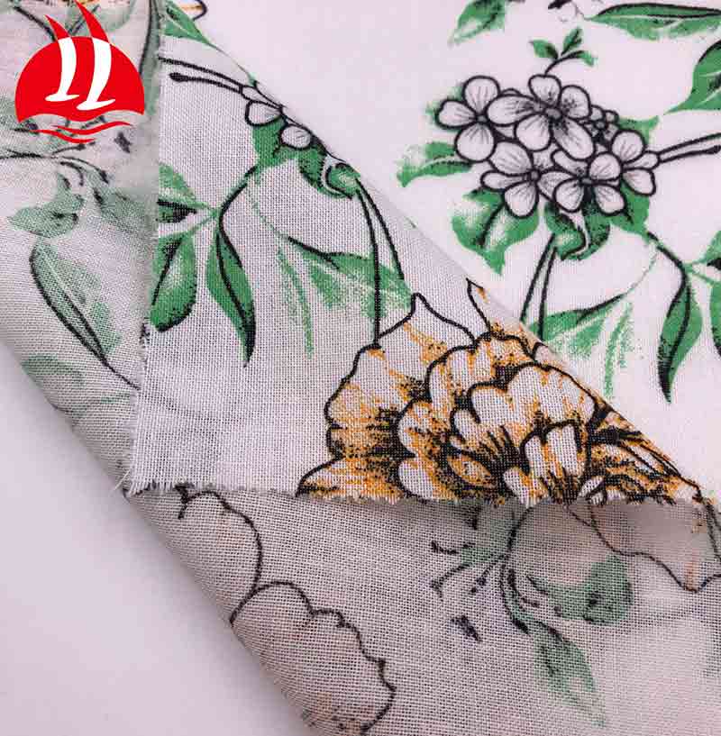 Colorful Pattern Printed 85% Cotton 15% Linen Fabric for clothes