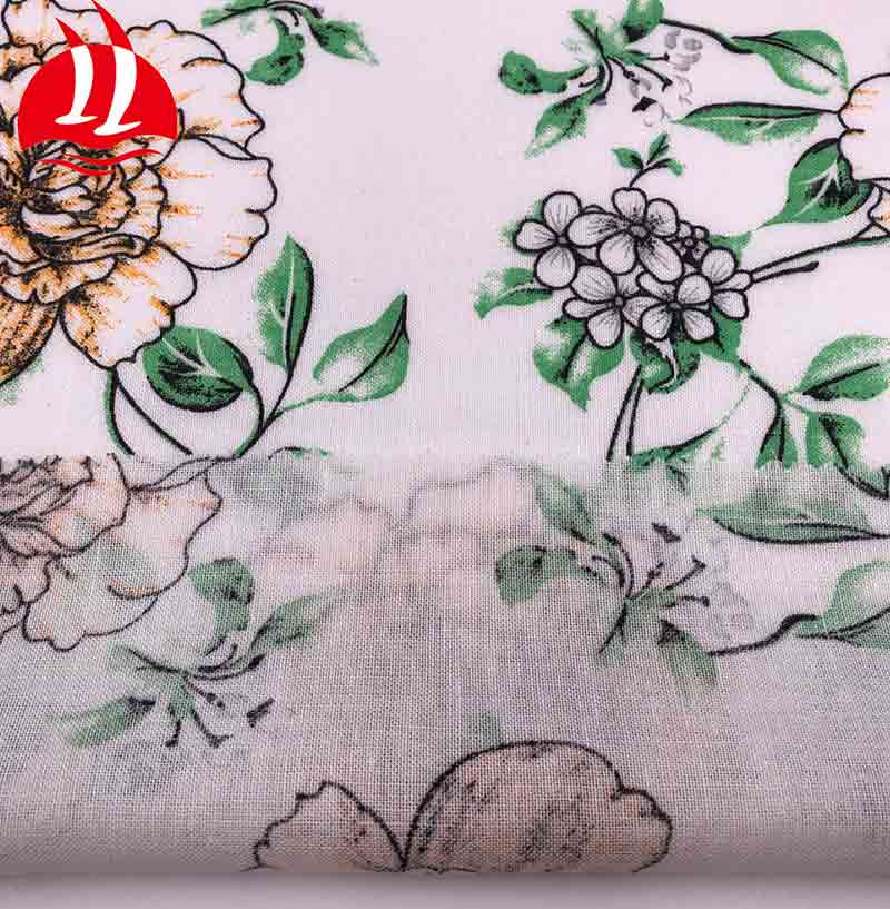 Colorful Pattern Printed 85% Cotton 15% Linen Fabric for clothes